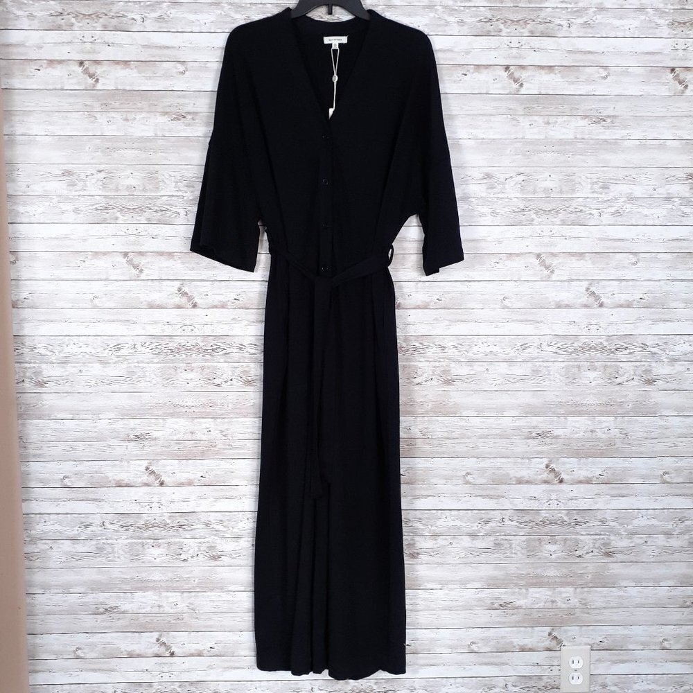 Max Studio Belted Jumpsuit XL Black Wide Leg 662A
